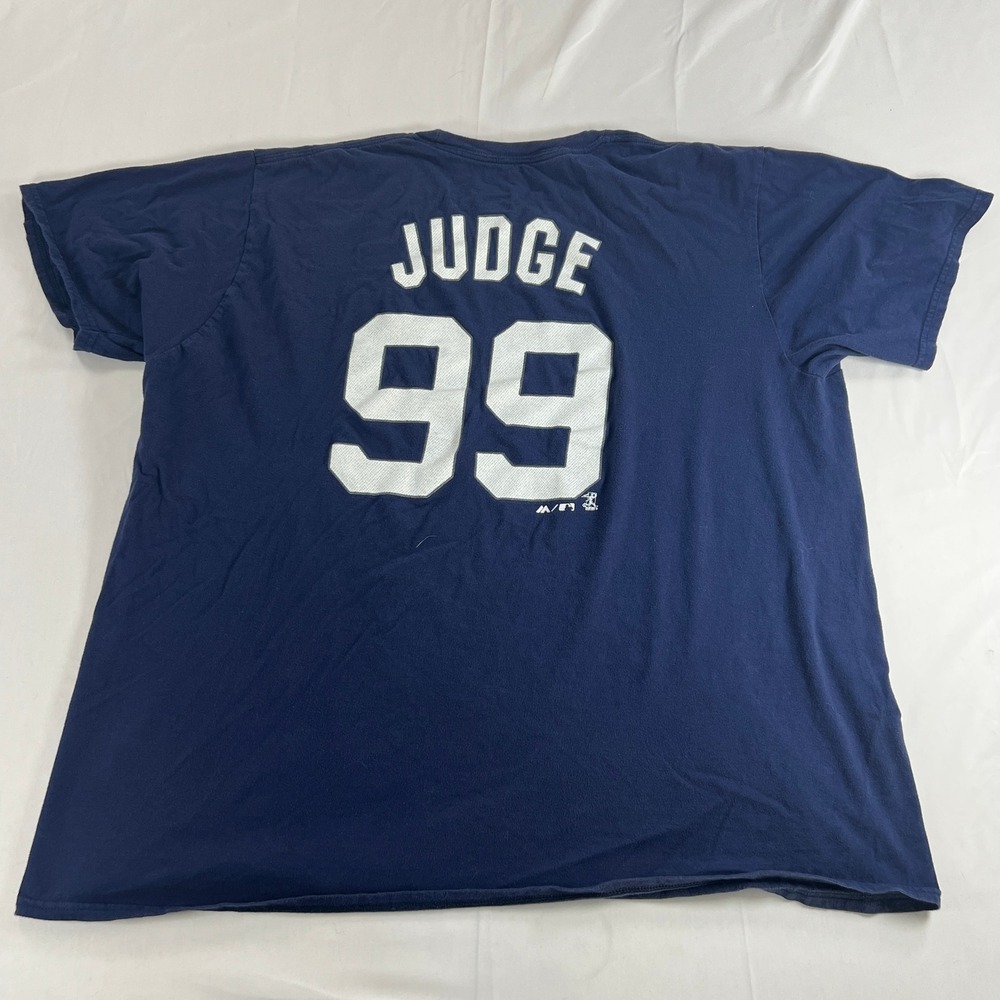 Majestic Mens New York Yankees Aaron Judge 99 T-Shirt Navy Blue 2XL MLB Baseball